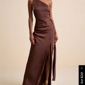 Lulu's Chic Brown One-Shoulder Dress